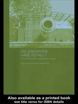 cover image of Did Singapore Have to Fall?